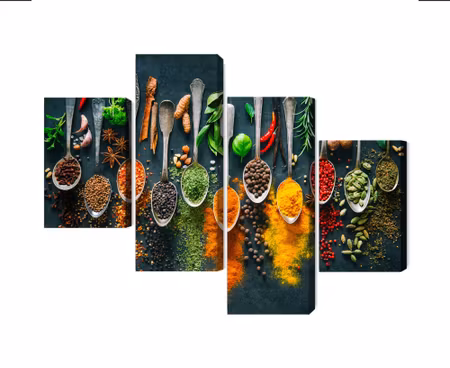 Canvastavla - Herbs and spices on spoons