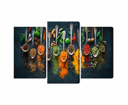 Canvastavla - Herbs and spices on spoons