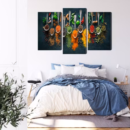 Canvastavla - Herbs and spices on spoons