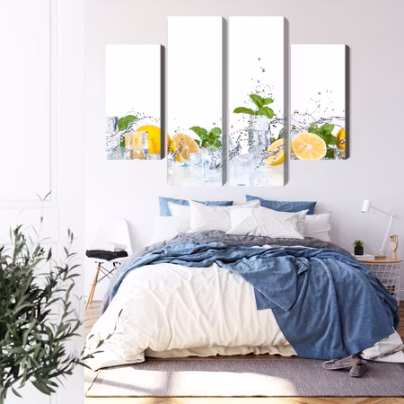 Canvastavla - Mint leaves with lemons