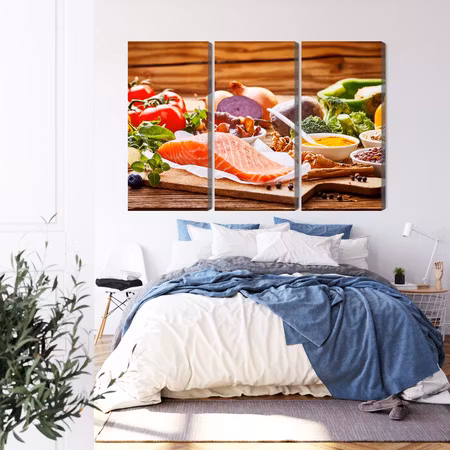 Canvastavla - Salmon among vegetables