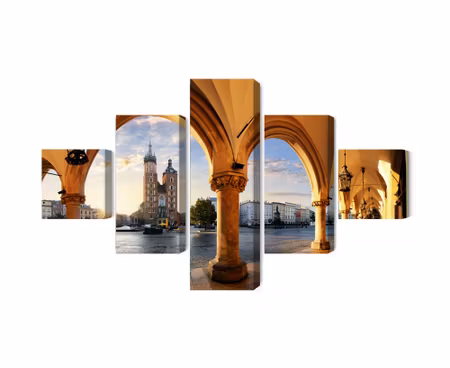 Canvastavla - View of krakow at sunset