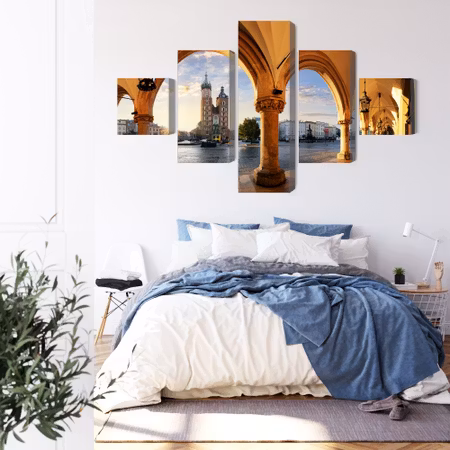 Canvastavla - View of krakow at sunset