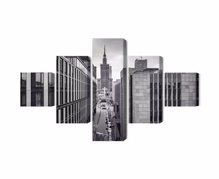 Canvastavla - Black and white panorama of the center