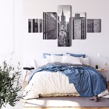 Canvastavla - Black and white panorama of the center