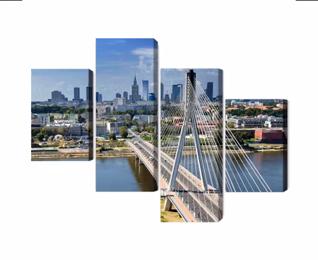 Canvastavla - The bridge with the warsaw panorama in