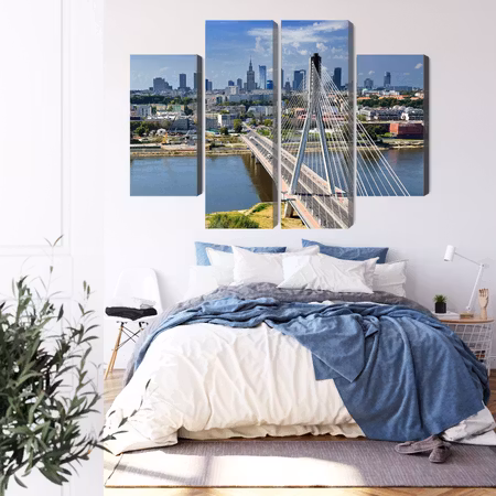 Canvastavla - The bridge with the warsaw panorama in