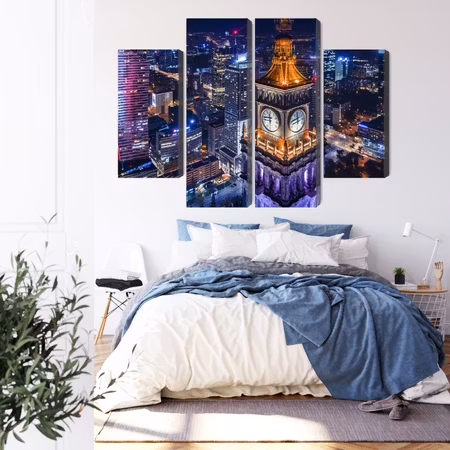 Canvastavla - Warsaw panorama at night