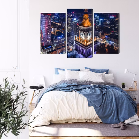 Canvastavla - Warsaw panorama at night