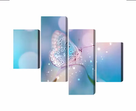 Canvastavla - A delicate butterfly on a blade of grass