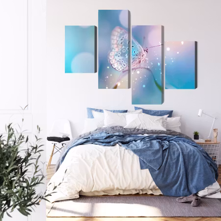 Canvastavla - A delicate butterfly on a blade of grass