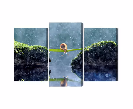 Canvastavla - Snail in the rain