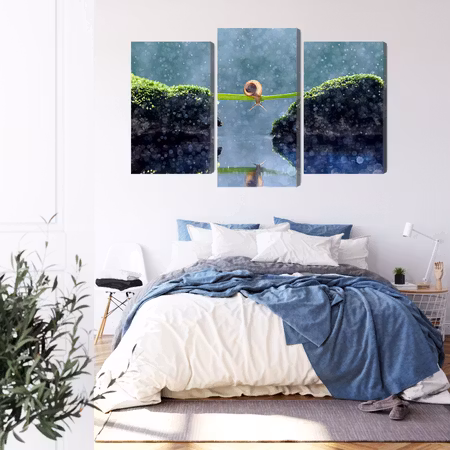 Canvastavla - Snail in the rain