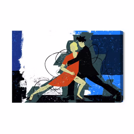 Canvastavla - Dancing couple on an abstract background