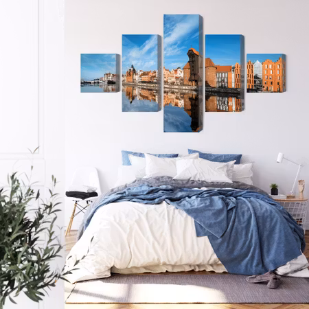 Canvastavla - Panorama of gda?sk overlooking the river