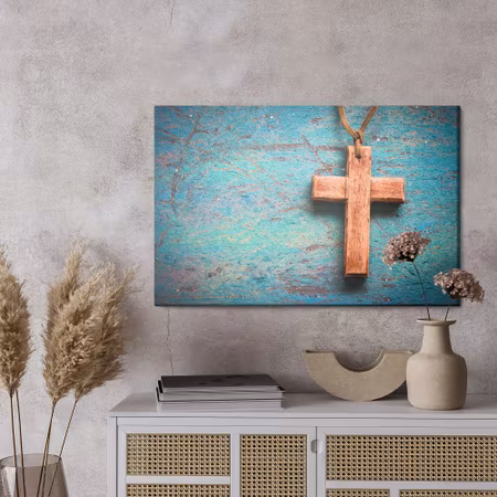 Canvastavla - Cross on a blue background