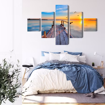 Canvastavla - West by the lake