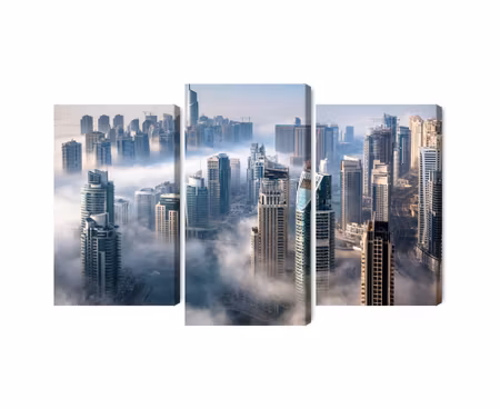 Canvastavla - Dubai city panorama in the fog