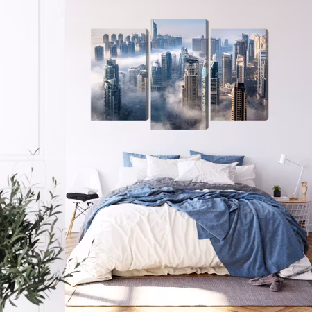 Canvastavla - Dubai city panorama in the fog