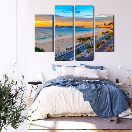 Canvastavla - Sunrise view of copacabana beach and