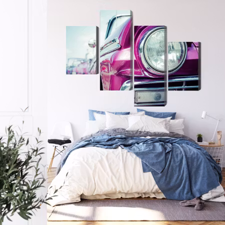 Canvastavla - Retro style car headlight in cuba