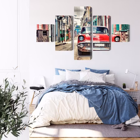 Canvastavla - Red chevrolet car in retro style