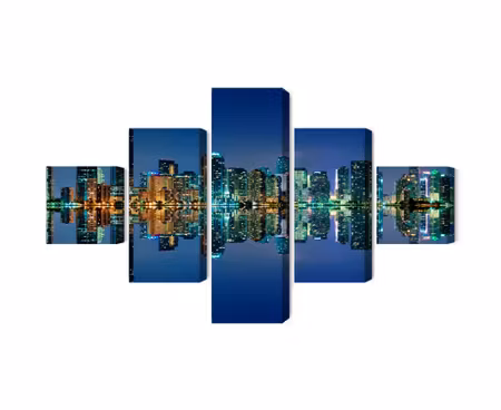 Canvastavla - Panorama of miami by night
