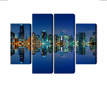 Canvastavla - Panorama of miami by night