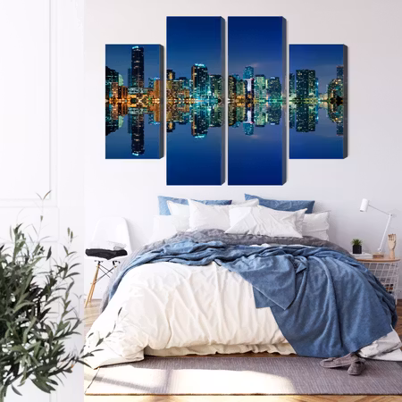 Canvastavla - Panorama of miami by night