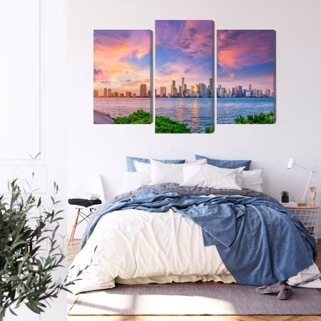 Canvastavla - Panorama of miami during the sunset