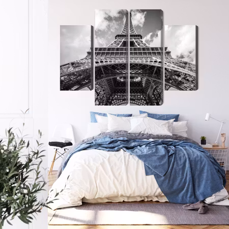 Canvastavla - Paris eiffel tower black and white view