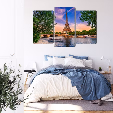 Canvastavla - Eiffel tower and seine river at sunset