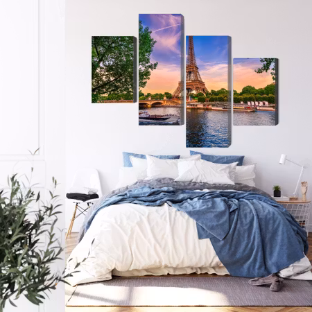 Canvastavla - Eiffel tower and seine river at sunset