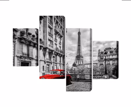 Canvastavla - Red car in retro style on the background