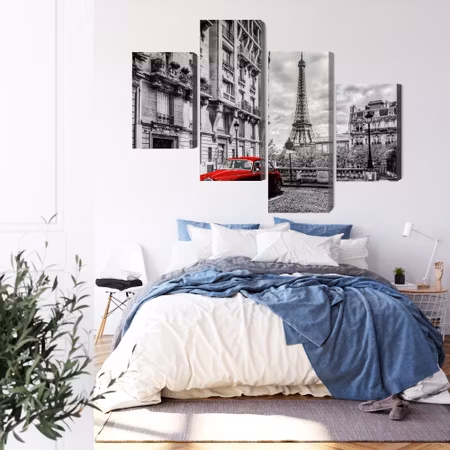 Canvastavla - Red car in retro style on the background