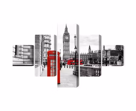 Canvastavla - London telephone booth and big ben