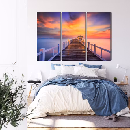 Canvastavla - Sunset over the pier