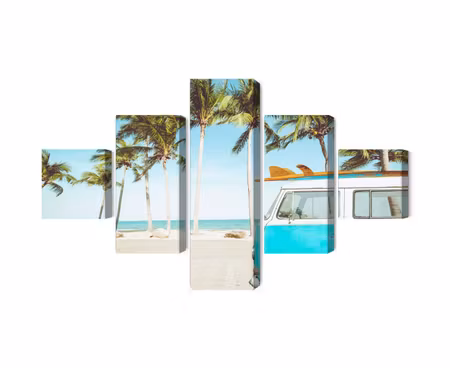 Canvastavla - Retro car on the beach 3d