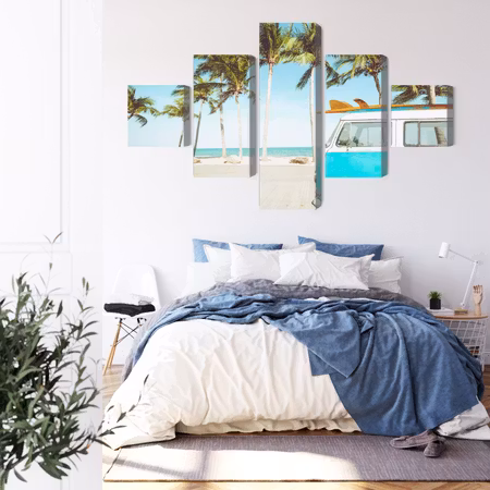 Canvastavla - Retro car on the beach 3d