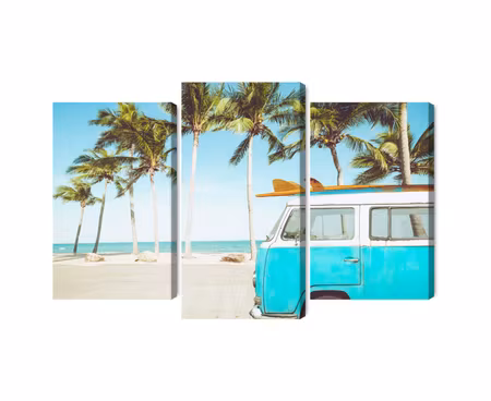 Canvastavla - Retro car on the beach 3d