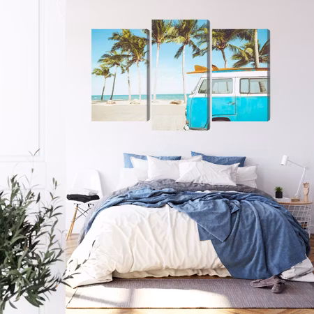 Canvastavla - Retro car on the beach 3d