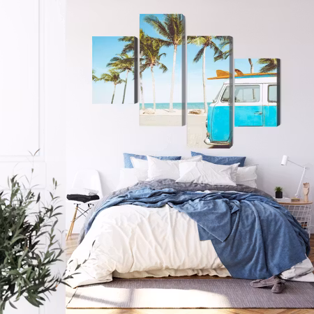 Canvastavla - Retro car on the beach 3d