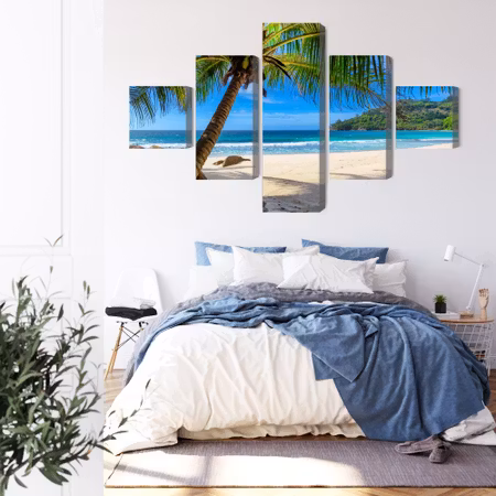 Canvastavla - Tropical beach with 3d palm