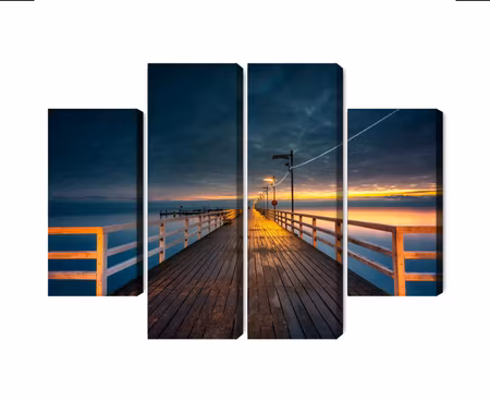 Canvastavla - Evening view of the wooden pier