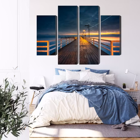 Canvastavla - Evening view of the wooden pier