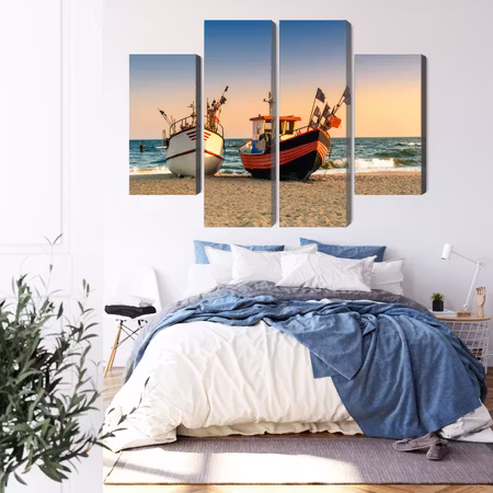 Canvastavla - Fishing boats on the beach