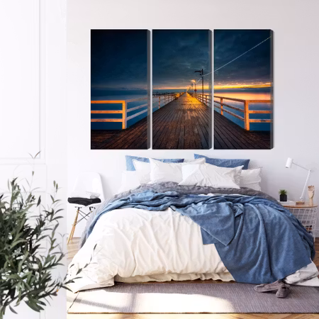 Canvastavla - Evening view of the wooden pier