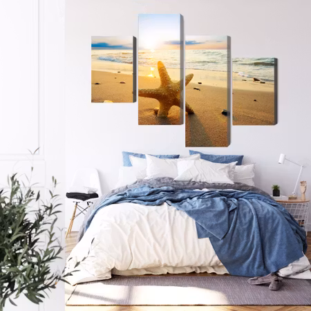 Canvastavla - Starfish on the beach 3d