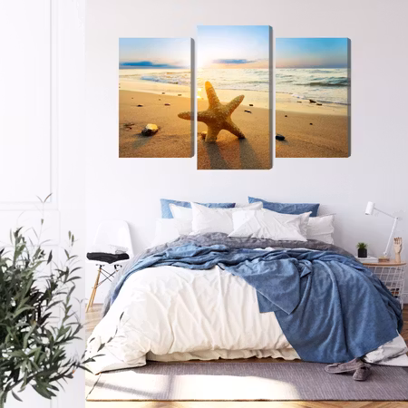 Canvastavla - Starfish on the beach 3d