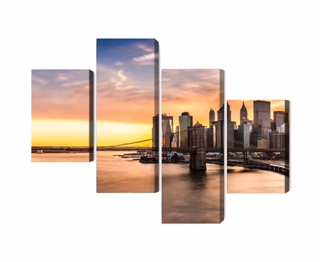 Canvastavla - Panorama of the brooklyn bridge at sunset